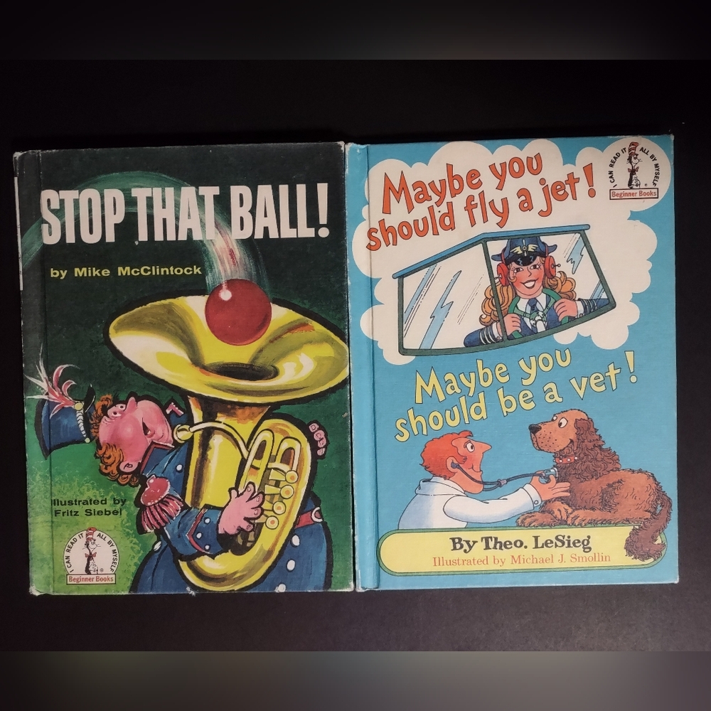 Set Of 2 Dr. Seuss Books: Stop That Ball And Maybe You Should Fly A Jet